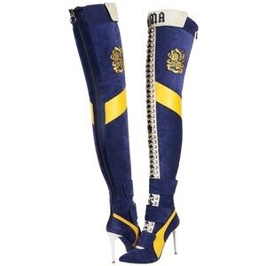 Puma X Fenty  Blue and Yellow Over-the-Knee Boots